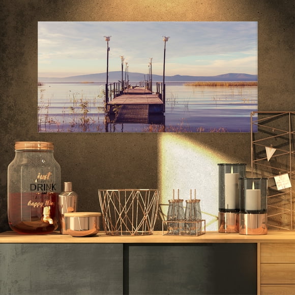 Wooden Boardwalk to Clear Sea Water - Impression sur Toile Pont