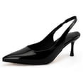 thumbnail image 1 of Zapatos Heelchic Metallic Pumps para mujer, negros, tacones destalonados 7.5, 1 of 7
