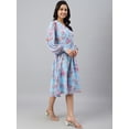 thumbnail image 6 of Janasya Women's Sky Blue Georgette Floral Printed Flared Western Dress, 6 of 8