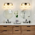 thumbnail image 5 of KAISITE 3-Light Black & Gold Dimmable Vanity Light with Clear Glass Shades, 5 of 9