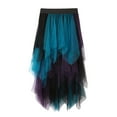 thumbnail image 4 of PMVFHDE Womens Maxi A-line Long Skirt Gradient Irregular Tulle Long Half Skirt Solid Casual Summer Daily Wear, 4 of 8