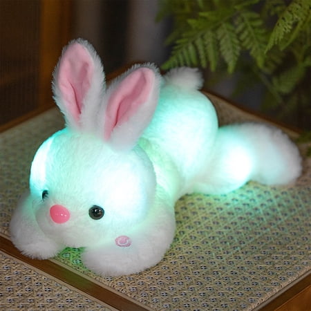 Gallickan Eater Bunny Plush Cute Glowing Bunny Plushie Soft Toy For Childrens Sleep Pillow Gifts for Kids Birthday Christmas White