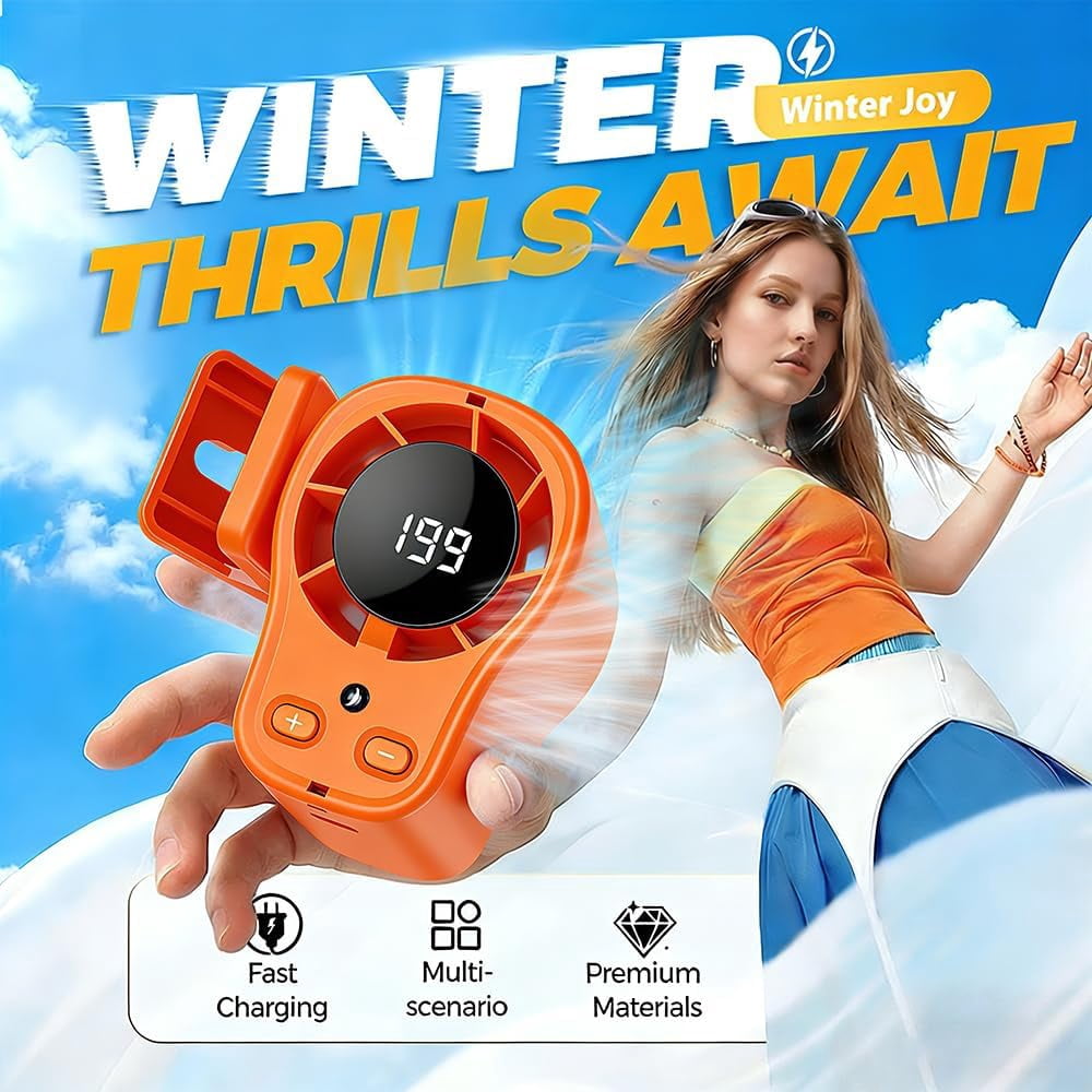 Portable Clip on Fan, 2026 Car Clip on Air Conditioner Fan with LED Display, 199 Speeds & Semi-Cooling Fan, USB Rechargeable Personal Fan for Cars, Work, Camping (ORANGE)