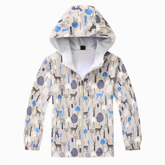 Linfrsh Toddler Boy Girl Fleece Lined Jackets Waterproof Hooded Windbreaker Coat for Winter Fall(Khaki,8-10 Years)