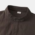thumbnail image 4 of Men Casual Shirt Top in Solid Pattern for Everyday Wear Comfortable Loose Short Sleeve Button-Front Stand Collar Top for Men Versatile Standalone Style, 4 of 5