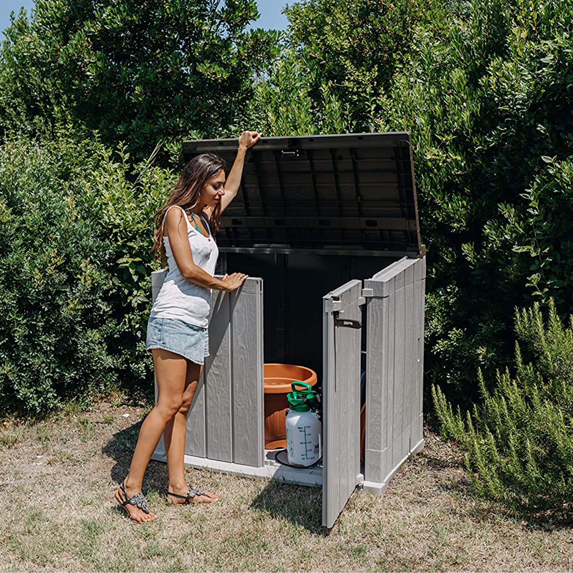 Toomax Stora Way All Weather XL 7' x 3.5' Storage Shed Cabinet, Taupe