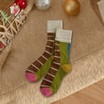 thumbnail image 2 of GDREDA Chaussettes / Chaussettes Mi-Mollet à Rayures Colorées pour Hommes et Femmes Style Mode Vert, Taille Unique, 2 of 4
