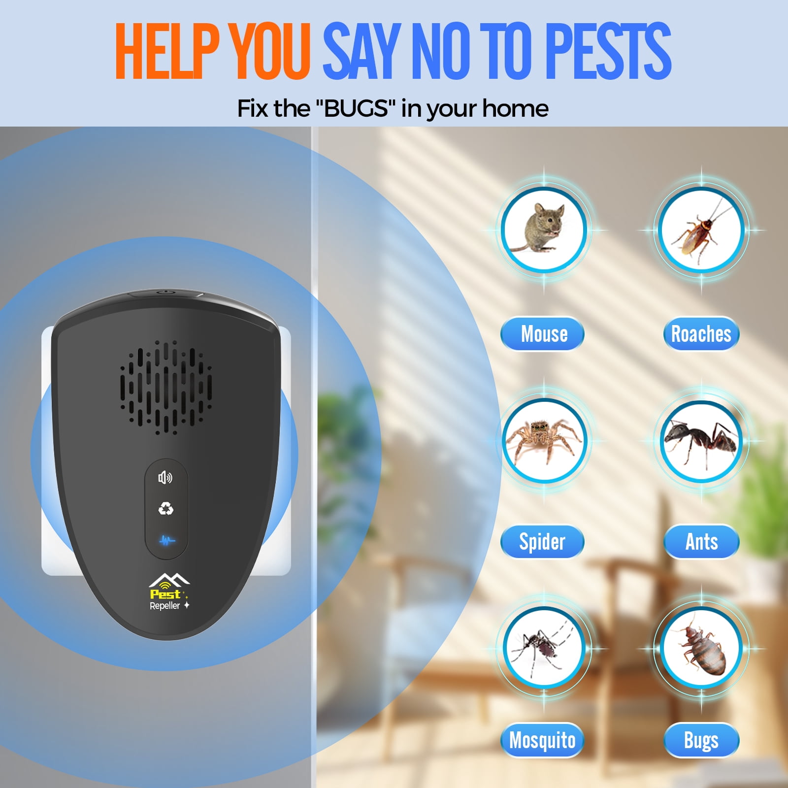 Ultrasonic Pest Repeller Indoor,6 Packs Mice Repellent For House,Silent  Insect Pest Repellent Ultrasonic Plug In With 3 Modes,Electronic Rodent Repellent Indoor Ultrasonic For Attic Garage Basement