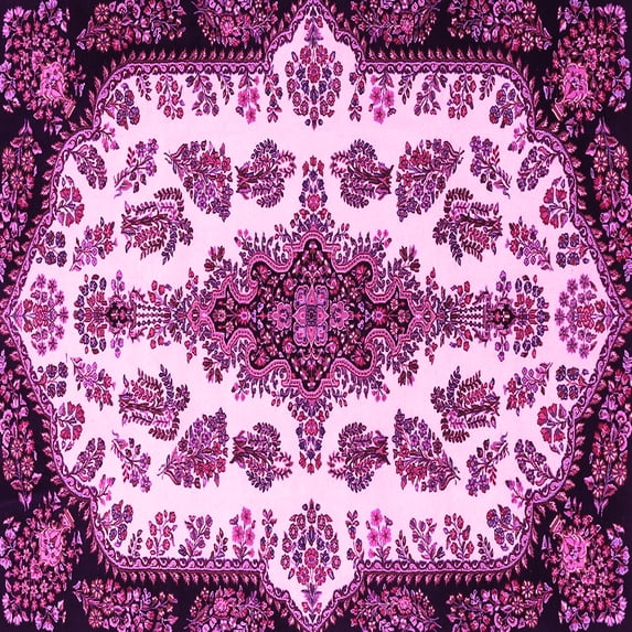 Ahgly Company Indoor Square Medallion Pink Traditional Area Rugs, 4' Square