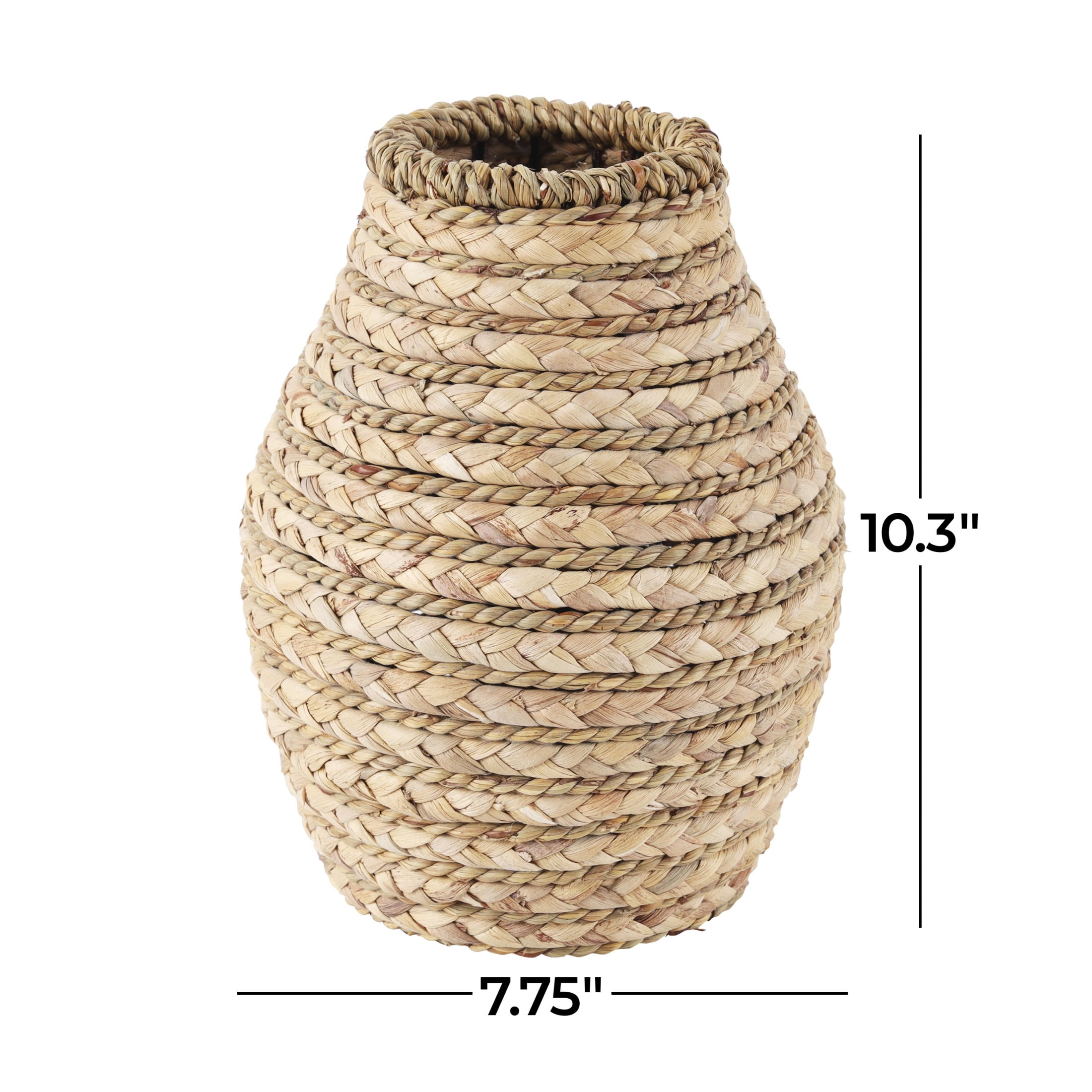 DecMode 10" Handmade Braided Light Brown Seagrass Vase
