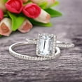 thumbnail image 2 of 2.25 Carat 7x5mm Emerald Cut Wedding Set Aquamarine Engagement Ring With Matching Band On 10k White Gold, 2 of 5