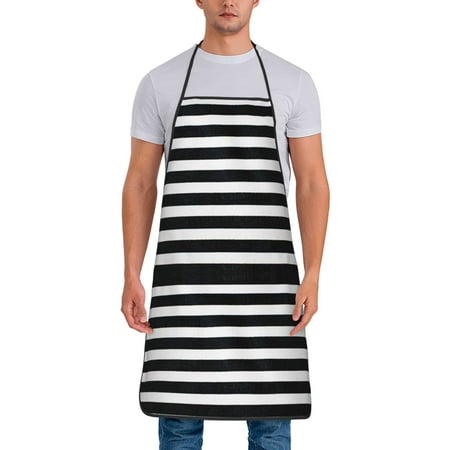 

Xecao Black And White Stripes Print Funny BBQ Chef Aprons for Men Women Adjustable Kitchen Cooking Aprons with Pocket Waterproof Oil Proof No Pilling Fading