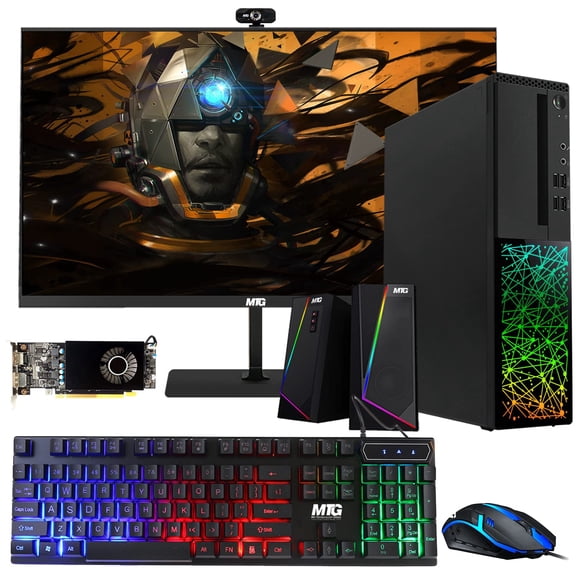 Restored TechMagnet Gaming Desktop PC,Intel i5 6th Gen,Galaxy,16GB RAM,240GB SSD,MTG New 27 Inch 165HZ Gaming Monitor,AMD RX 550,RGB Keyboard Mouse,Speaker,Webcam,Windows 11 Pro