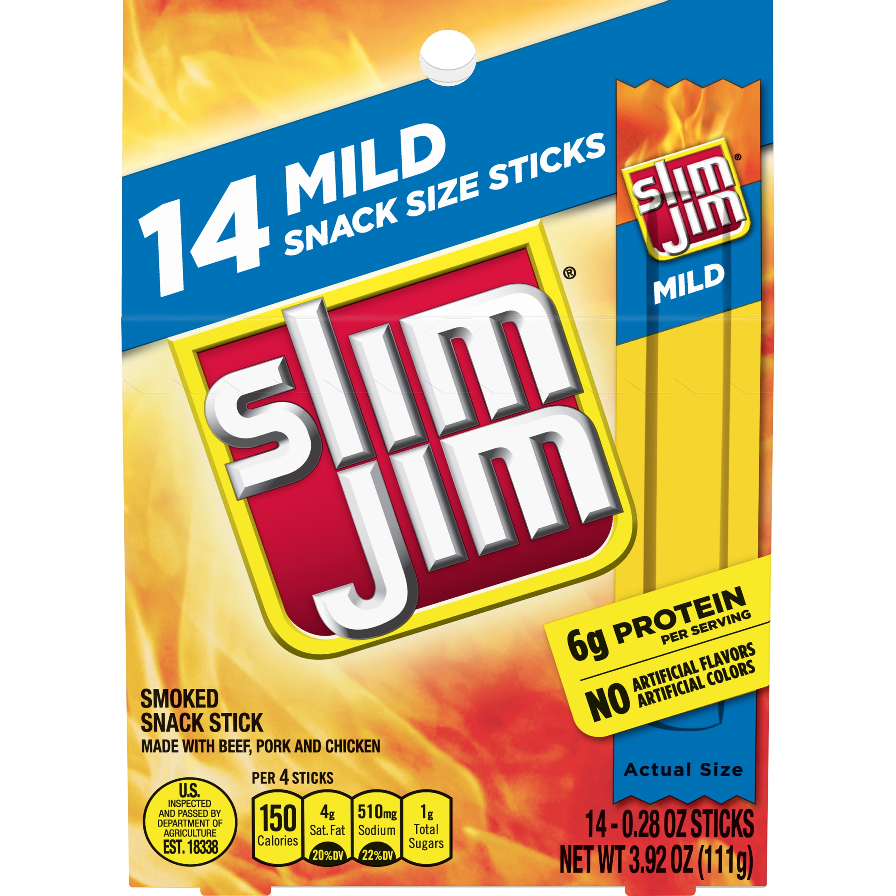 Slim Jim Mild Smoked Snack Sticks Keto Friendly Smoked Meat Stick