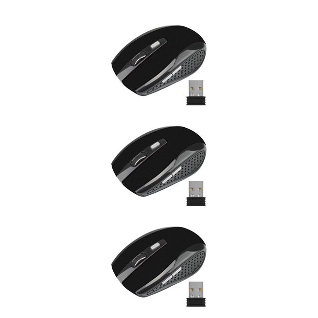 crativent Computer 2.4Ghz Wireless Optical Mouse Quick Speed 6 Buttons Plastic Gaming Mice DPI Adjustable Portable Accessory Matte Black 3Set