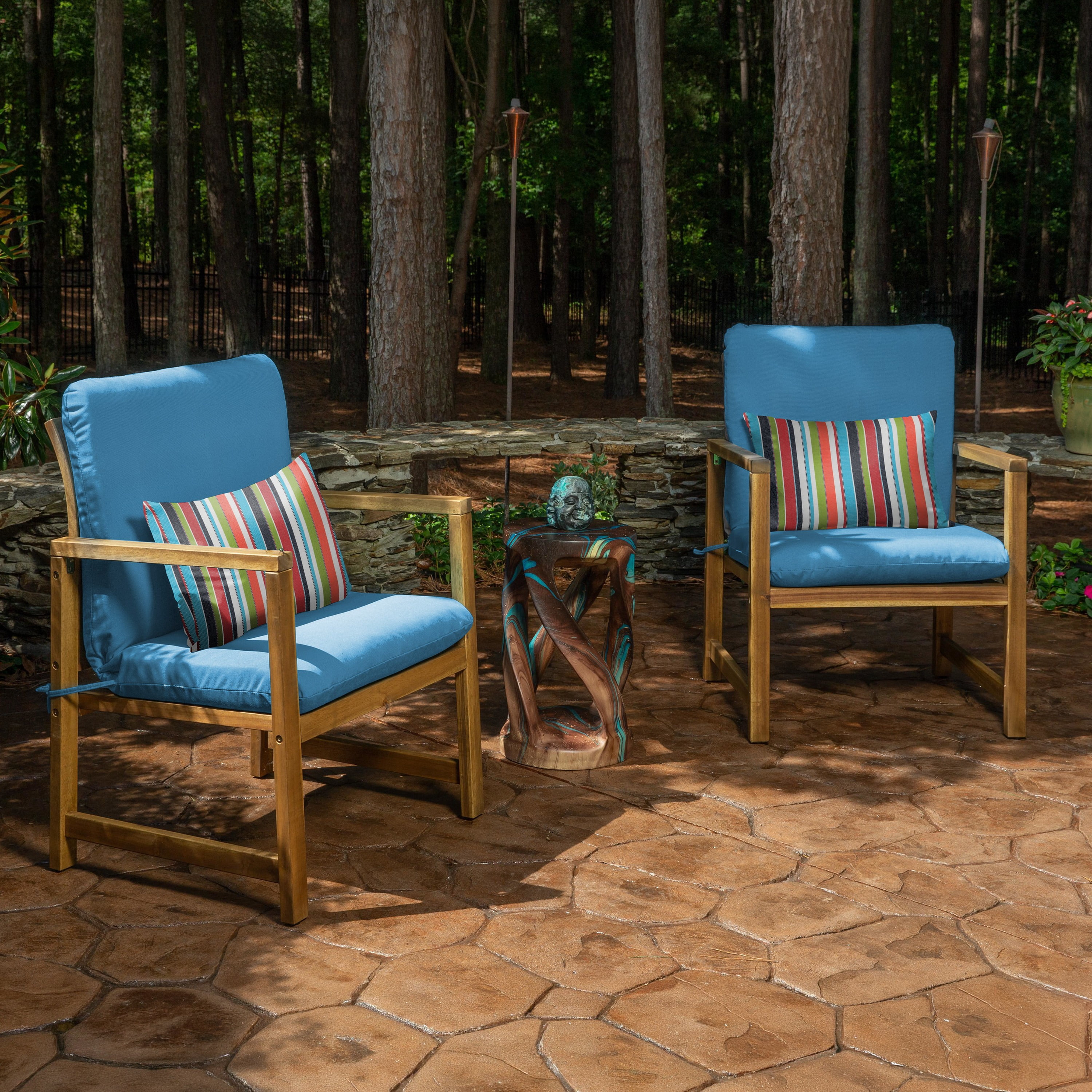 Casual Cushion Outdoor Lumbar Pillow, Striped Sunbrella Fade-Resistant for Patio Furniture & Porch Swings, 19"W x 12"L, 6" thick, Reversible, Carousel Confetti
