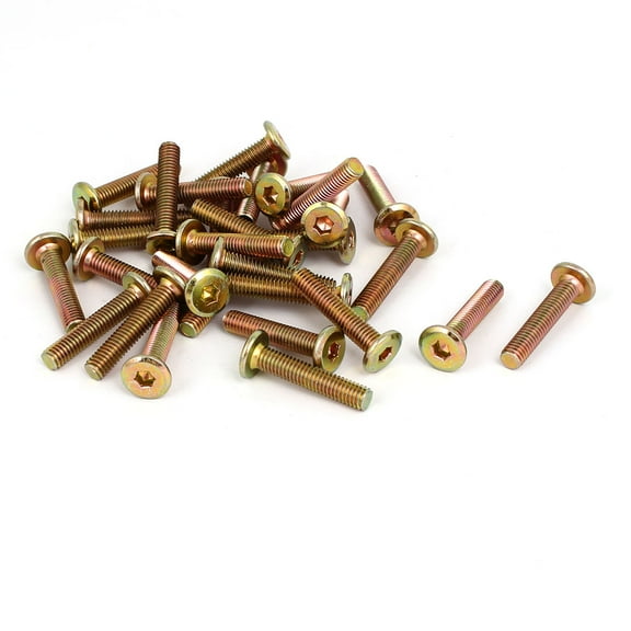 M6x30mm Flat Hex Socket Metal Head Hexagon Furniture Bolts Connector Fastener 30pcs