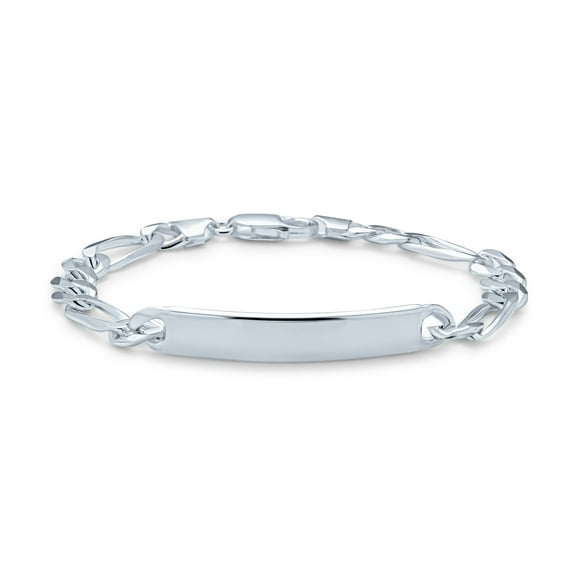 Bling Jewelry Mens Unisex Sterling Silver ID Bracelet Mariner Curb Figaro Link Chain Made Italy