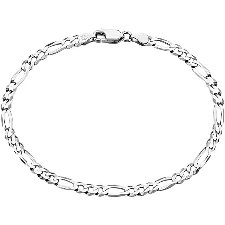 Savlano 925 Sterling Silver 8mm Italian Solid Figaro Link Chain Necklace Comes with A Gift Box for Men & Women - Made in Italy