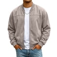 thumbnail image 3 of UDAUDU Bomber Jacket Men Fleece Zip up Faux Suede Jackets Loose Fit Comfort Soft Fall Winter Clothes with Pockets M, 3 of 8
