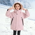 thumbnail image 5 of CPNG Kids Plush Lined Jacket Long Warm Puffer Jacket Winter Windproof Waterproof Parka Snow Coat Boys Warm Thicken Fleece Tops Girls Sherpa Outdoor Tops, 5 of 8