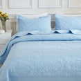 thumbnail image 3 of MarCielo  3 Piece Cotton Oversized Bedspread Quilt Set Tmonica Light Blue - Twin, 3 of 6