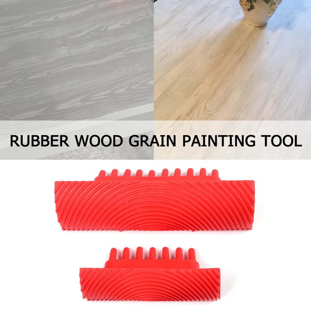 2PCS/Set Rubber Grain Paint Roller DIY Wood Graining Tool Kit Household Wall Art 