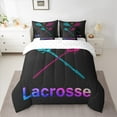 thumbnail image 2 of Manfei American Lacrosse Twin Bedding Sets 7-Piece Teens, Stripes Geometric Bedding Comforter Set, Modern Sport Player Reversible Sheet Sets, Ultra Soft Home Decor, 2 of 7
