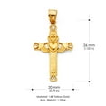 thumbnail image 3 of 14K Yellow Gold Claddagh Cross Pendant with 1.4mm Flat Open Wheat Chain Chain Necklace - 20", 3 of 4