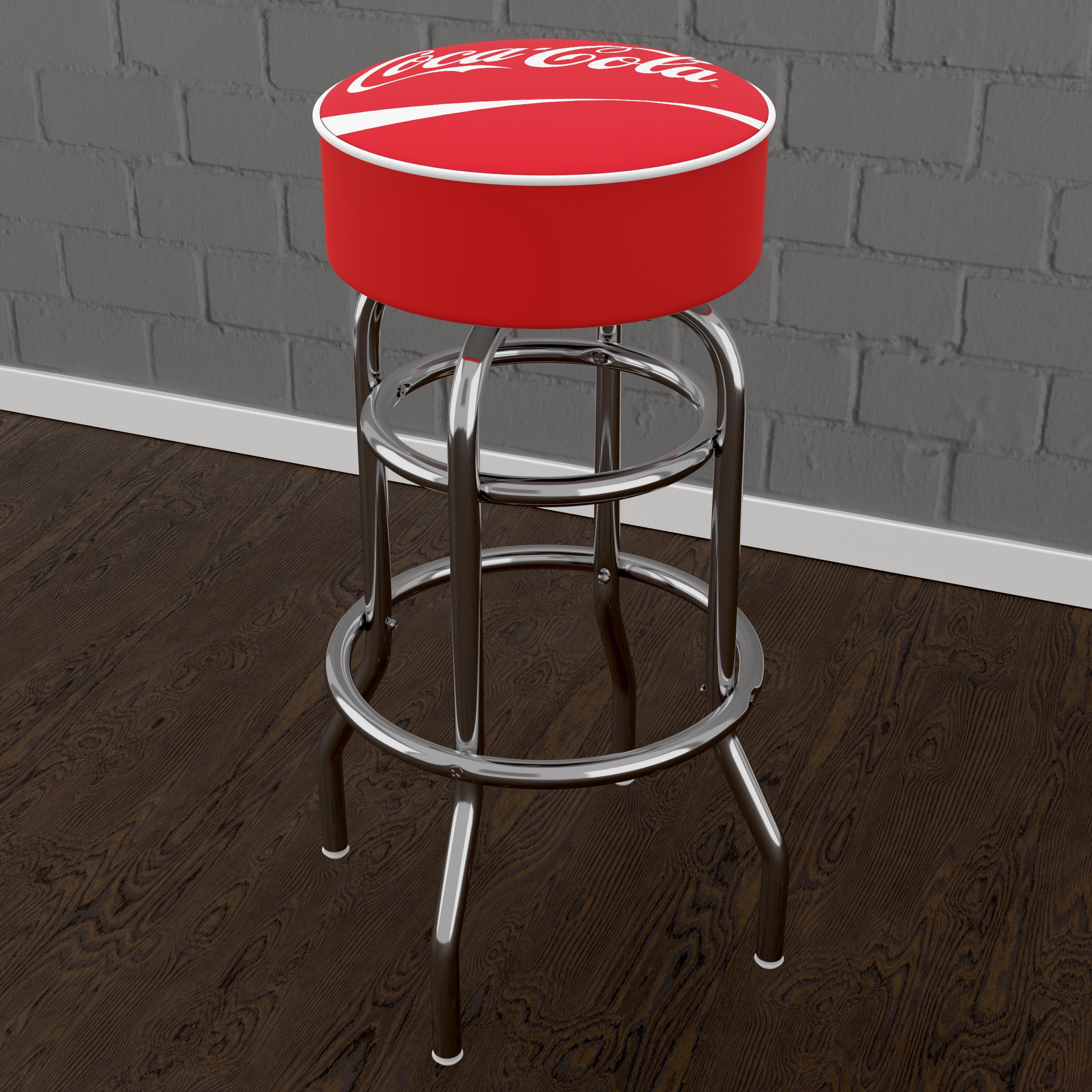 Trademark Gameroom Coca-Cola Logo Bar Stool with Padded Seat
