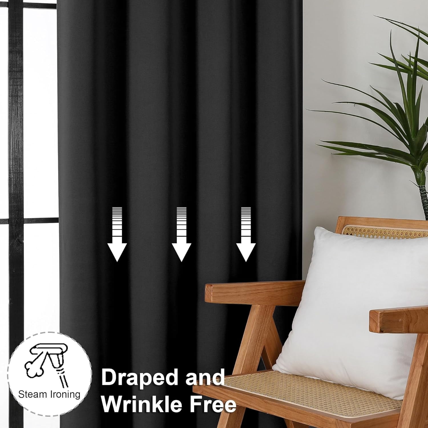 XUEYU Blackout Curtains 42W x 72L Inches, Window Curtain Blackout Rod Pocket Thermal Insulated Light Blocking Drapes, Room Darkening Window Curtains for Bedroom Living Room Home Decor, 2 Panels,Black