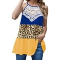 thumbnail image 3 of Women's Sleeveless Shirt, Lace Stitching Leopard Pattern Casual Off Shoulder Suspender Tops, 3 of 5