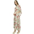thumbnail image 2 of Bimba Women's Floral Printed White Full Kimono Sleeve With Drawstring Kaftan-26, 2 of 5