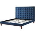 thumbnail image 5 of Posh Living Blake Button-Tufted Velvet Platform King Bed Frame in Blue, 5 of 9