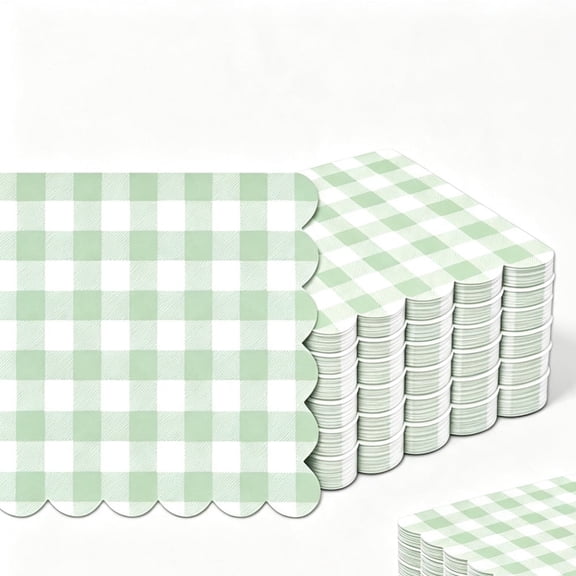 100 Pcs Scalloped Cocktail Napkins Disposable Scalloped Napkins for Party Decorations Wedding Birthday Dinner Beverage Supplies, 5 x 5 inches (Sage Green)