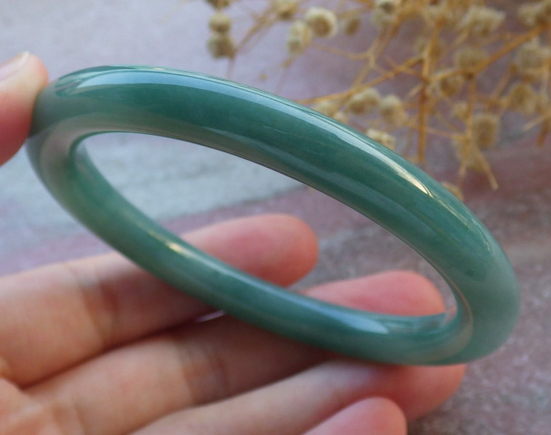 Icy Green Natural A JADE Jadeite Circle Bangle Bracelet 55 mm 681102 TN