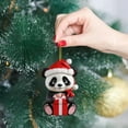 thumbnail image 4 of Panda with Santa Hat Christmas Ornaments 2D Acrylic Cute Cartoon Xmas Tree Hanging Decorations for Holiday Party New Year Supplies Home Decor and Panda Lover Gifts, 1PC, 4 of 5
