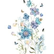 CCOCC Butterfly Decals Watercolor Painted Blue Flower Wall Decals Purple Floral Stickers Colorful Butterfly Diy Removable Art Murals for Girls Bedroom Living Room Tv Background Rooms 18.5*26"