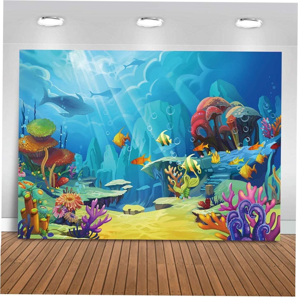 Mehofoto Under the Sea Backdrop 7x5ft Little Mermaid Theme Underwater Jewel 