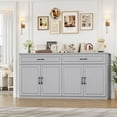 thumbnail image 2 of Hiphuta 63"Extended Wide Large Buffet Cabinet with 2 Drawers, Modern Coffee Bar Sideboard with Dusty-proof Base for Living Room and Entryway, Gray, 2 of 7