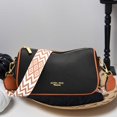 thumbnail image 3 of Bolso Hobo de PU para mujer, bolso bandolera con correas de guitarra, bolso de compras informal para chica (negro amarillo), 3 of 5