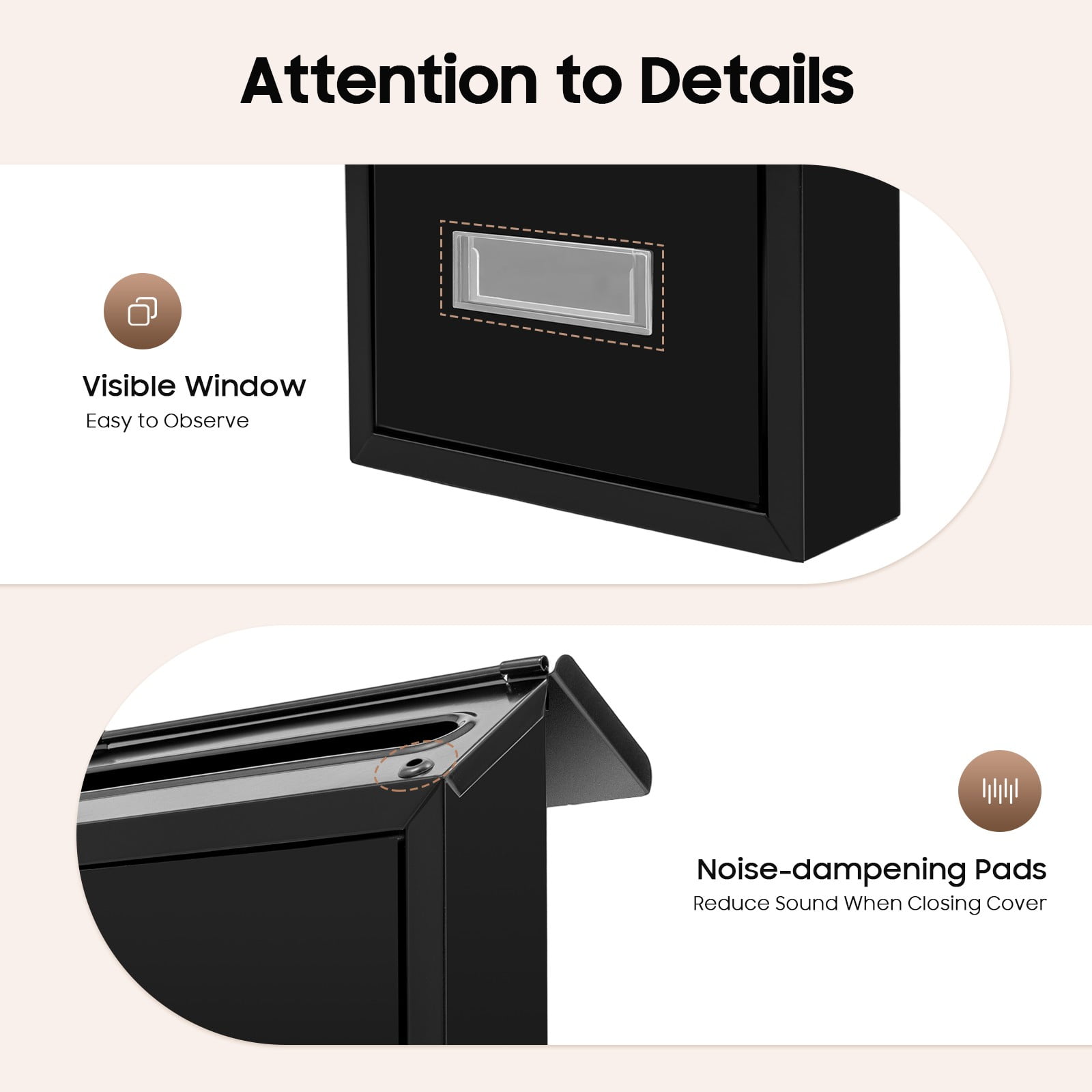 Miumaeov Modern Iron Mailbox Rectangular Wall-Mounted Letter Drop Box Outdoor Waterproof Extra Large Letter Box with 2 Keys