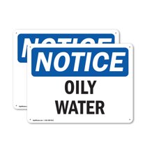 (2 Pack) Oily Water OSHA Notice Sign 24 Inch X 18 Inch Indoor / Outdoor Rust-Free Aluminum Metal Signs for Workplace, Workshop, and Construction Site, Made in the USA