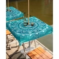thumbnail image 2 of nqOlkjepod Turquoise Boho Outdoor Tablecloth with Umbrella Hole & Zipper, Abstract Art Floral Ethnic Tribal Square Table Cover 54x54 Inch, Dining Waterproof Table Cloth Protector for Patio/Party, 2 of 7