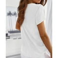 thumbnail image 1 of Camiseta Casual Con Cuello En V, Color Puro, Manga Corta, Algodón Suave, Camiseta Con Cuello En V Para Mujer, Amigable Con La Piel Para El Trabajo ANGGREK Blanco XL, 1 of 5