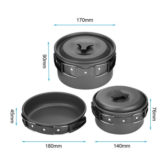 Foldable Handle Design Oxidized Aluminum Alloy Outdoor Cooking Set, Camping Cookware, For Picnic Outdoor Barbecue