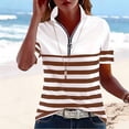 thumbnail image 2 of hotojiny Womens Golf Shirts Short Sleeve Quarter Zip Summer Tops Fashion Striped Casual Collared Tennis Activewear, 2 of 5