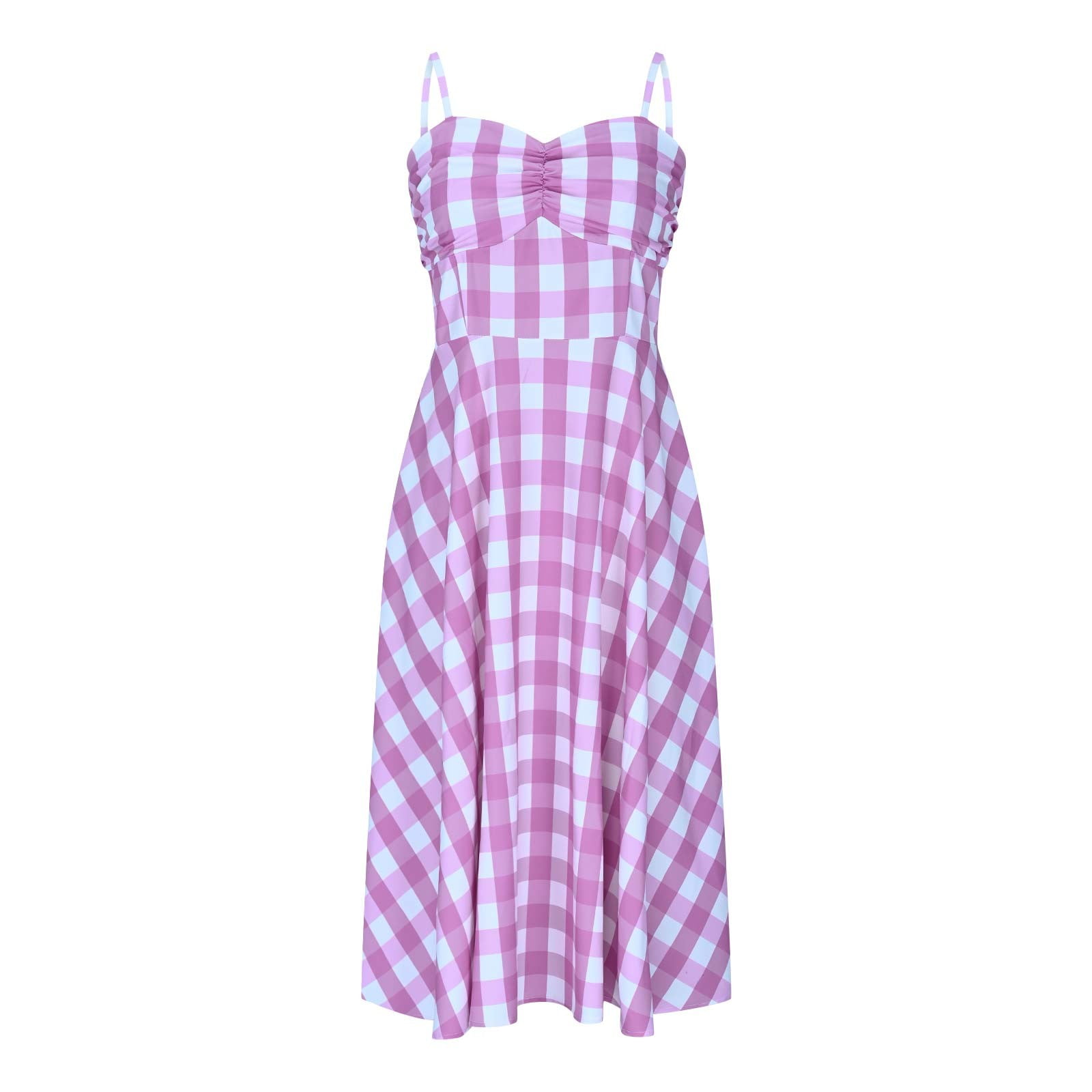 LVHAOGJOB Womens Midi Dress with Pockets Strap Solid Sleeveless Dress Summer Loose V Neck Sundress for Mujer Pleated