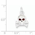 thumbnail image 3 of Sterling Silver Red Cz Skull Charm (21 X 13) Made In Thailand qc5153, 3 of 3