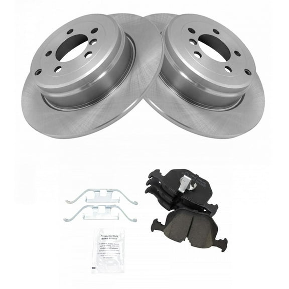 TRQ Rear Brake Pad & Rotor Kit Brake Pads Brake Rotor Ceramic Fits Select 2003-2005 Land Rover Range Rover